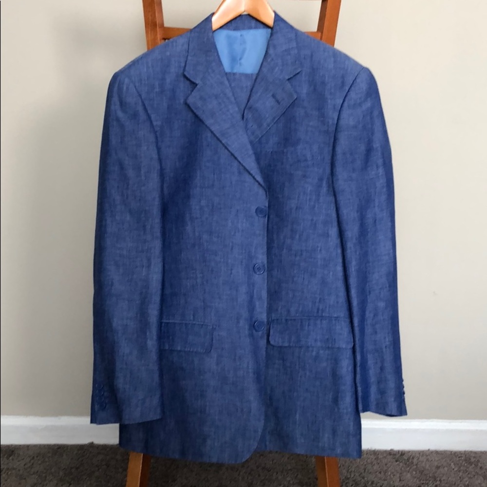 Blue, Denim-Like Suit. Made in Italy